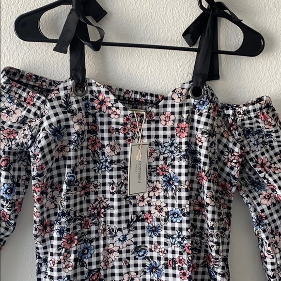 Dress with Flowers with stripes Black en White - Picture 2 of 2